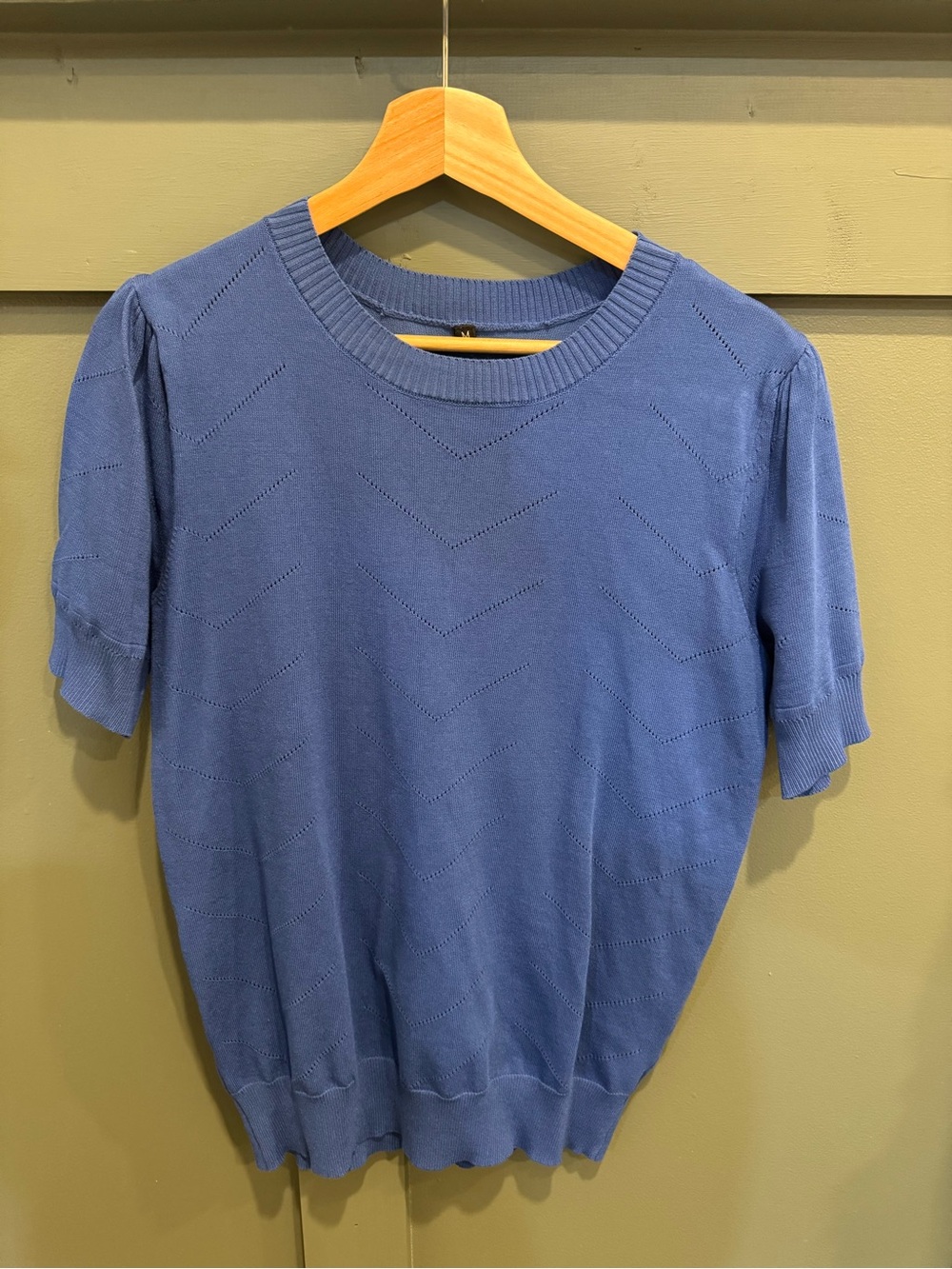Lightweight Blue Short Sleeve Knit Top
